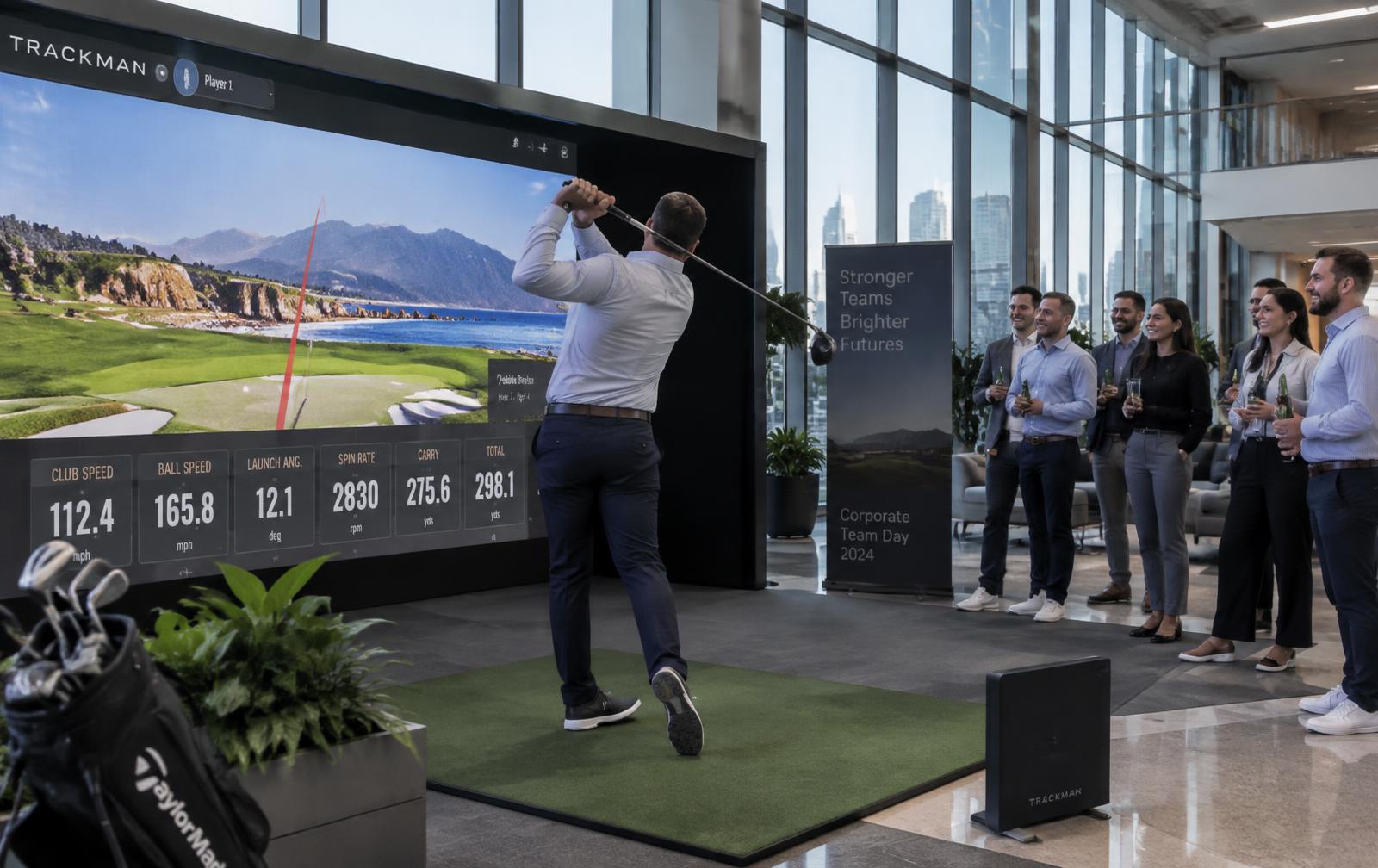 Corporate events golf simulator experience