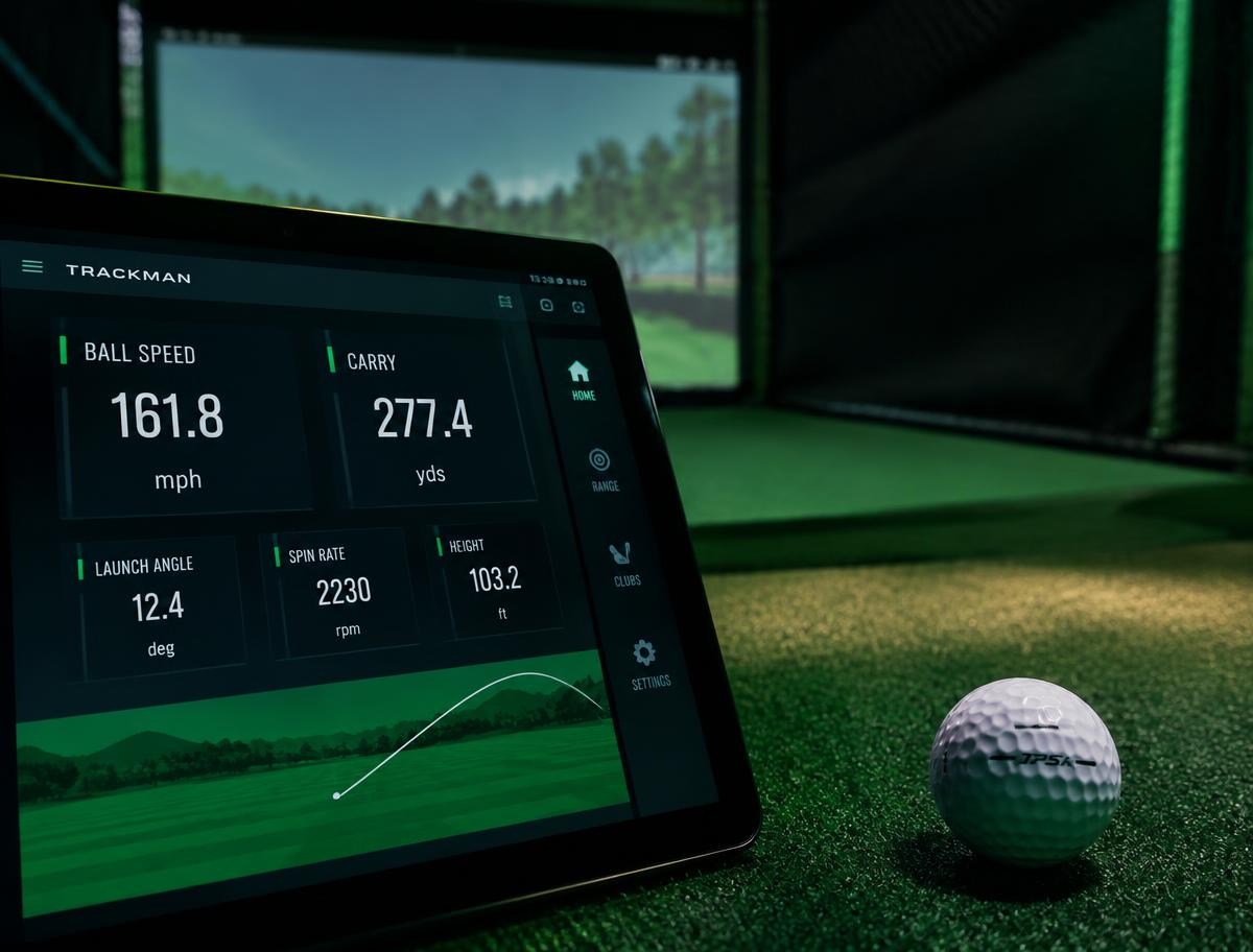 Launch monitor showing live shot data